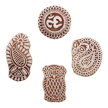 Set of 4 Piece New Mix Wooden Printing Block